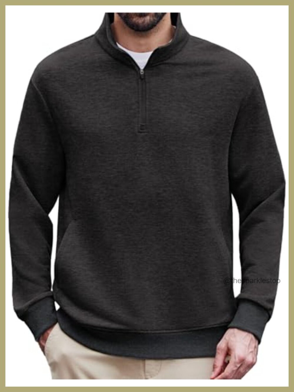 Men's Quarter Zip Pullover Mock Neck French Terry Casual Sweatshirt